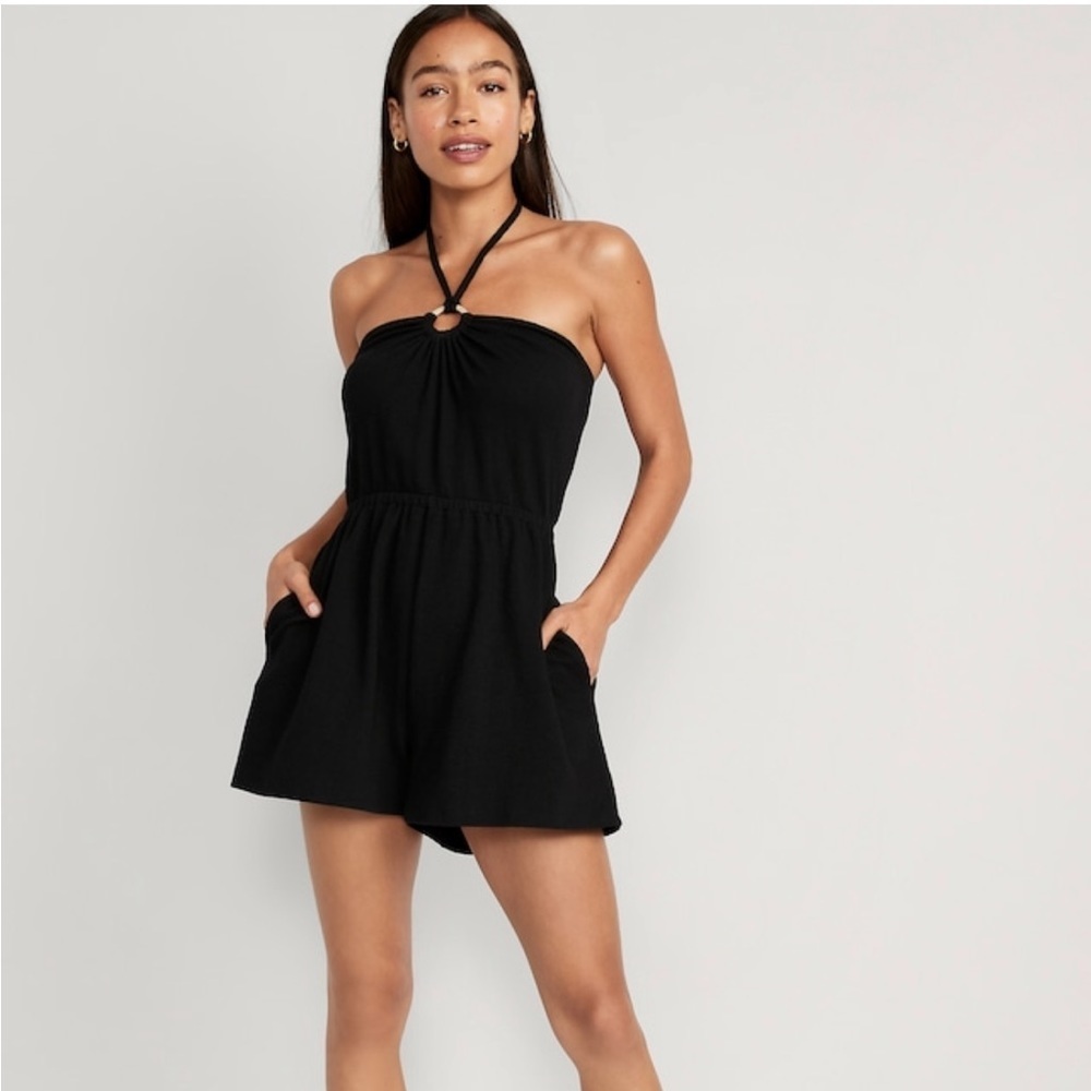Textured o ring romper 3.5” inseam